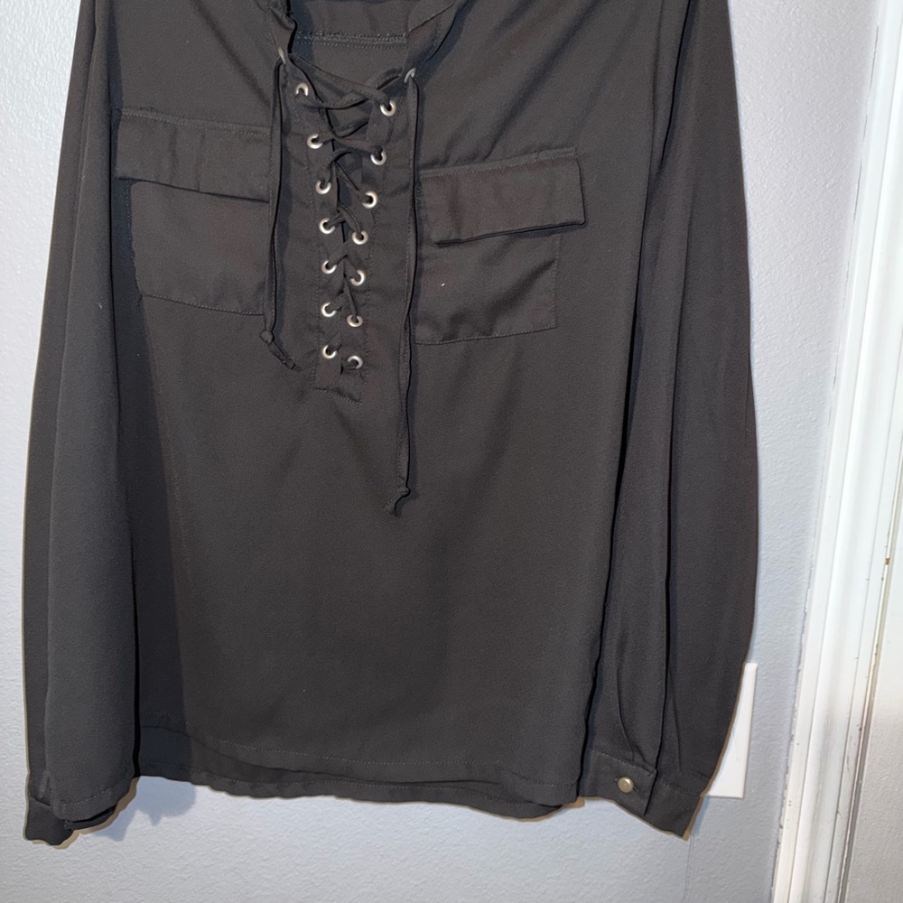 Rue21 Elegant Black Lace-Up Top